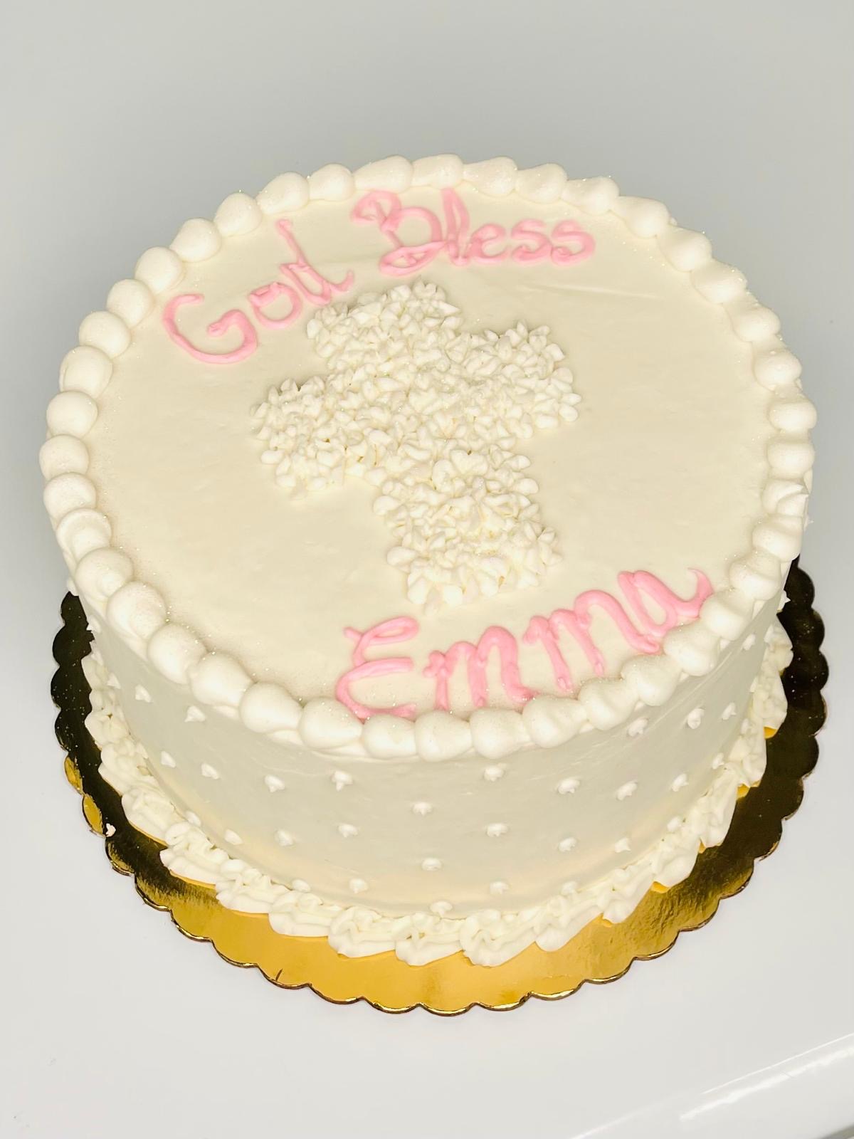 Baptism & Communion Cake with Buttercream Cross