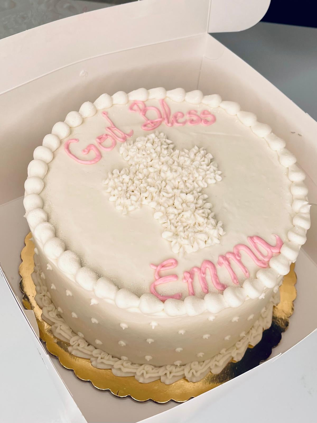 Baptism & Communion Cake with Buttercream Cross