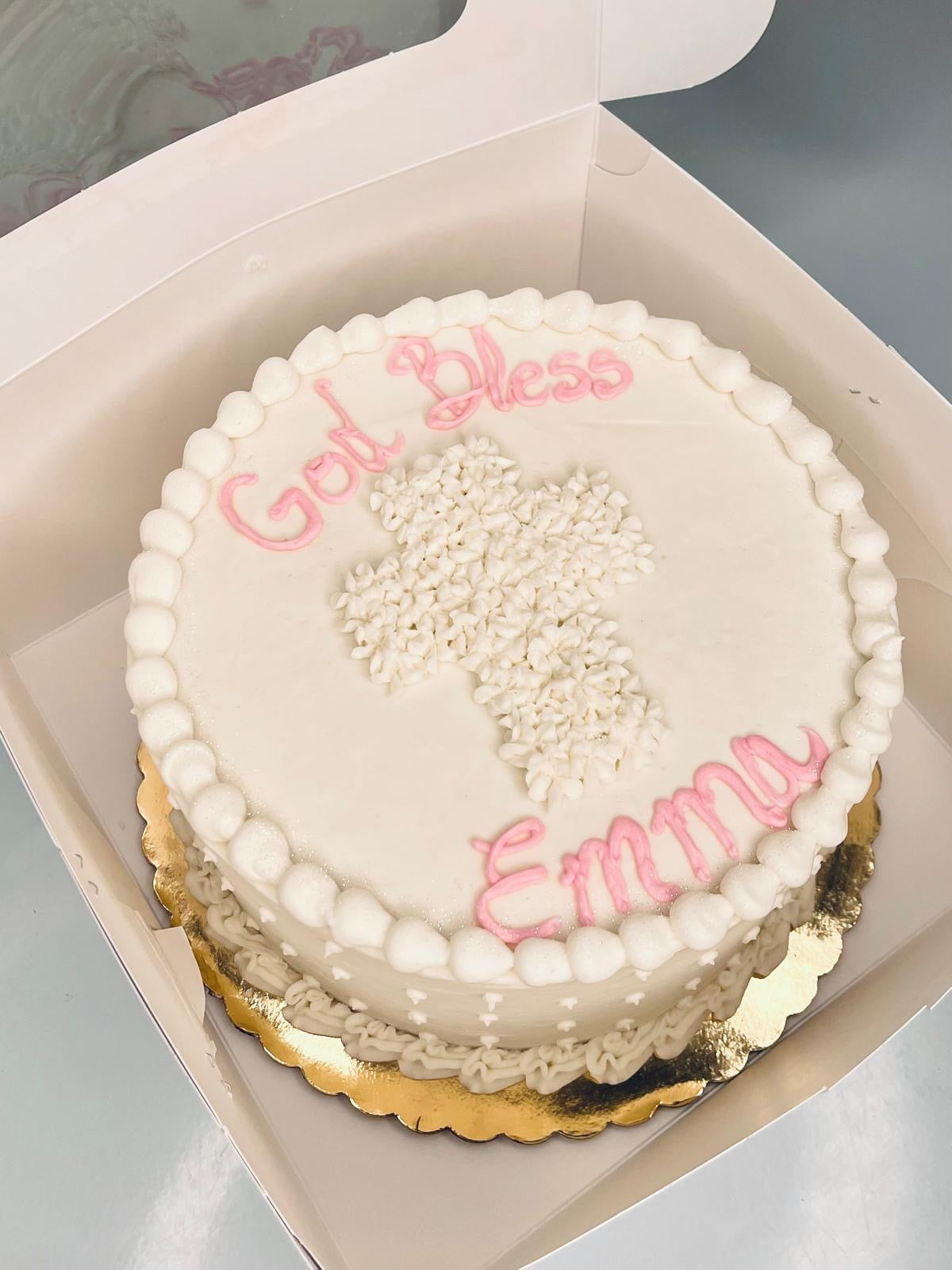 Baptism & Communion Cake with Buttercream Cross