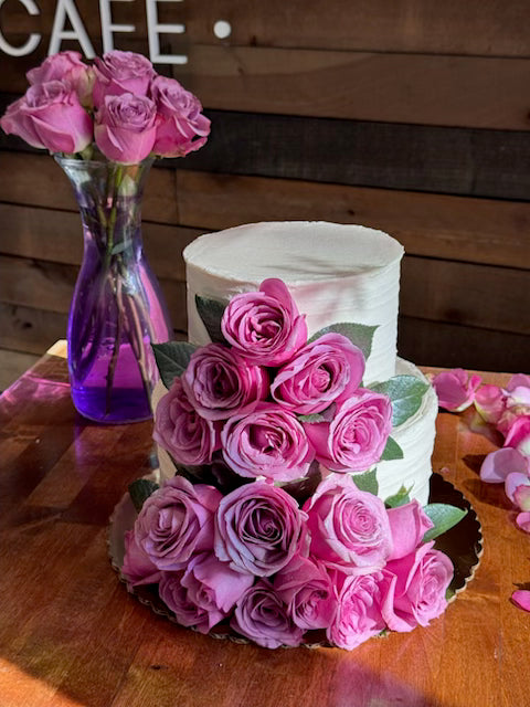 Cascading Roses Wedding Cake