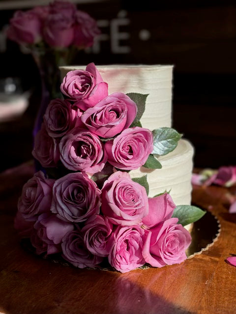 Cascading Roses Wedding Cake