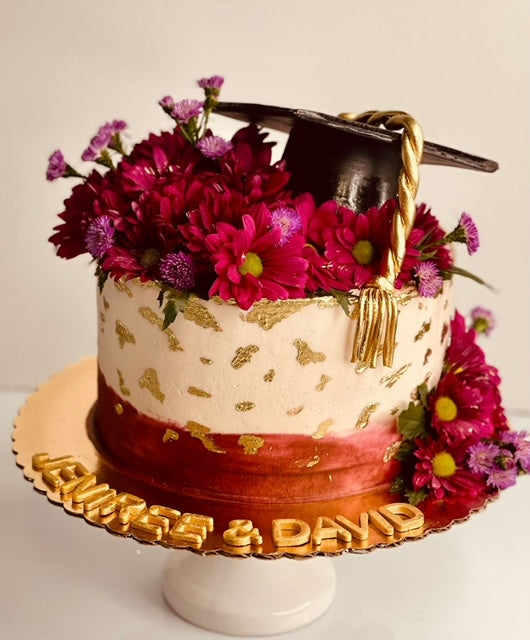 Graduation Cake w Flowers