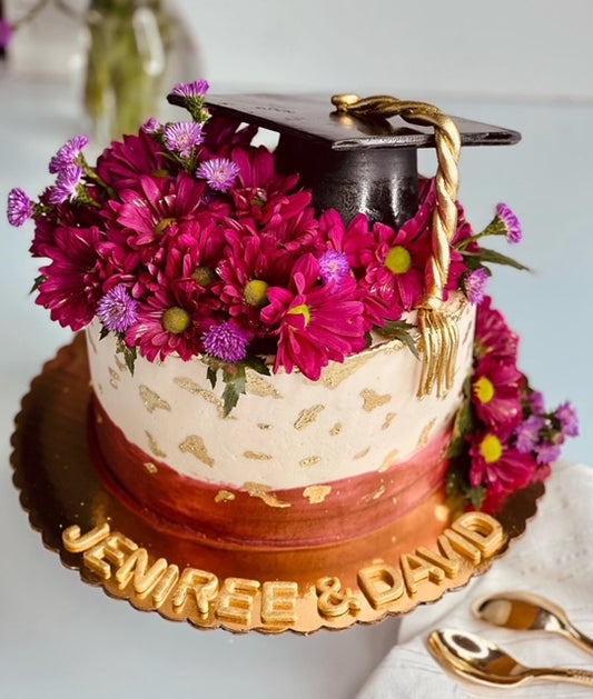 Graduation Cake w Flowers